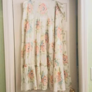 Chaps Long Floral Cotton Tiered Skirt Size XXL